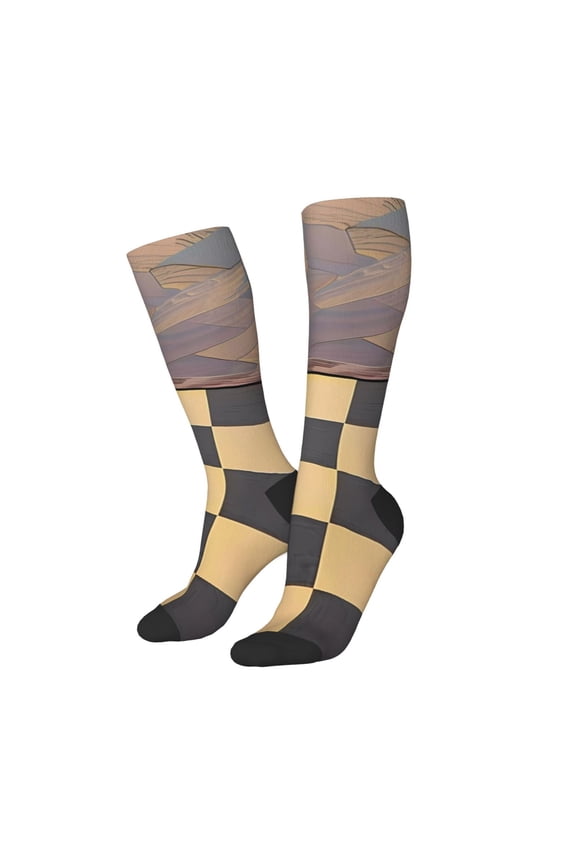 Women Crew Soft Moisture-wicking Socks Chess Board With Pawns Pattern Design Cotton Socks, One Size fit All