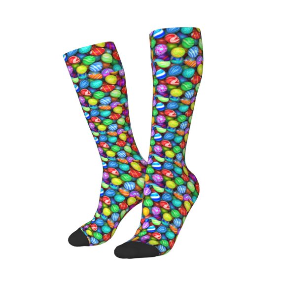 Picia Women Crew Soft Moisture-wicking Socks Colorful Easter Eggs1 Pattern Design Cotton Socks, One Size fit All