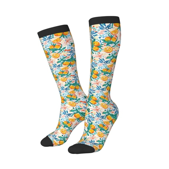 Picia Women Crew Soft Moisture-wicking Socks Colorful Fruits Pattern Design Cotton Socks, One Size fit All