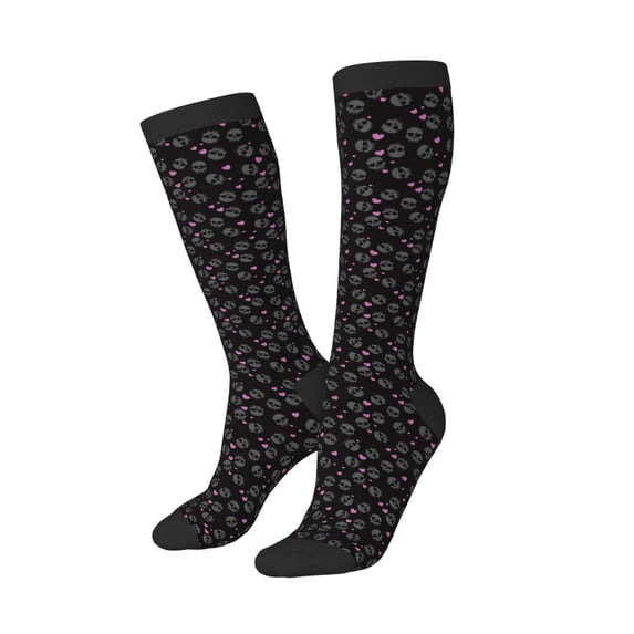 Picia Women Crew Soft Moisture-wicking Socks Cool Skull Love Pattern Design Cotton Socks, One Size fit All