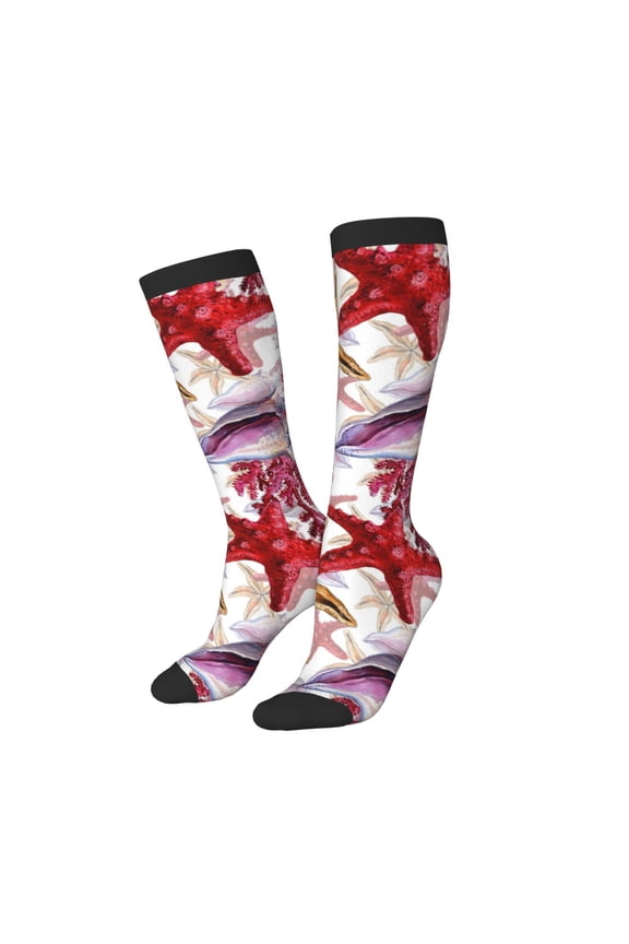 Women Crew Soft Moisture-wicking Socks Coral Reef Pattern Design Cotton Socks, One Size fit All