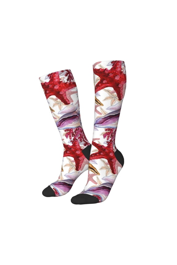 Women Crew Soft Moisture-wicking Socks Coral Reef Pattern Design Cotton Socks, One Size fit All