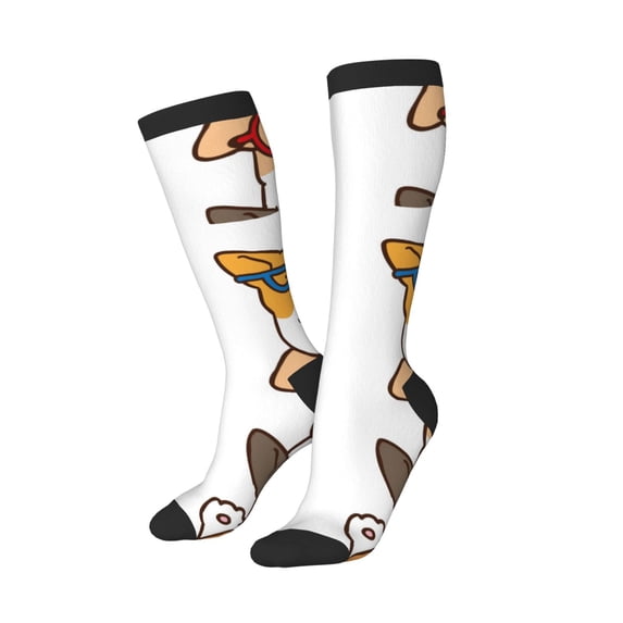 Picia Women Crew Soft Moisture-wicking Socks Corgi Dog2 Pattern Design Cotton Socks, One Size fit All
