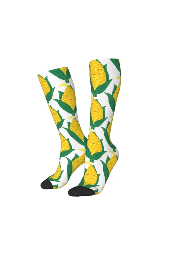 Women Crew Soft Moisture-wicking Socks Corn Cob Pattern Design Cotton Socks, One Size fit All