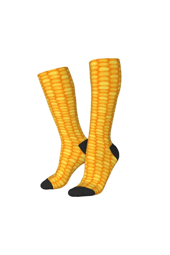 Women Crew Soft Moisture-wicking Socks Corn Kernels Pattern Design Cotton Socks, One Size fit All