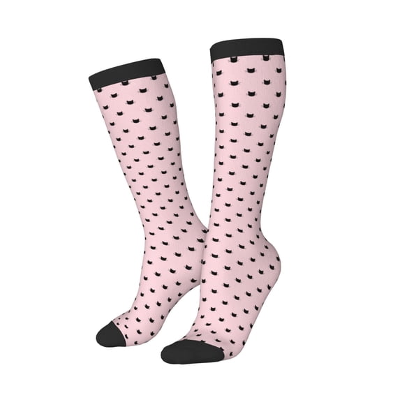 Picia Women Crew Soft Moisture-wicking Socks Cute Cat Pattern Design Cotton Socks, One Size fit All