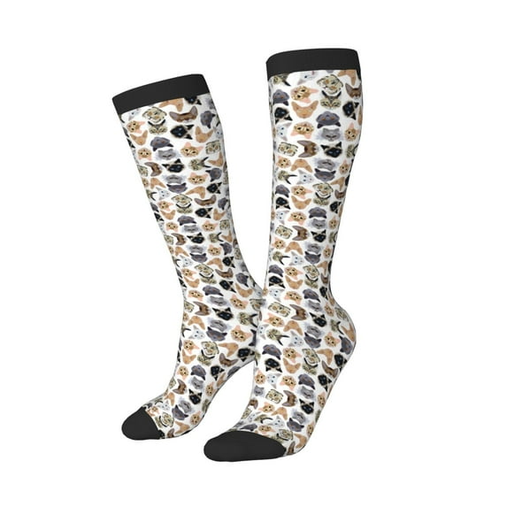 Picia Women Crew Soft Moisture-wicking Socks Cute Cats Pattern Design Cotton Socks, One Size fit All
