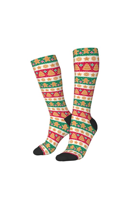 Women Crew Soft Moisture-wicking Socks Cute Cookies Pattern Design Cotton Socks, One Size fit All