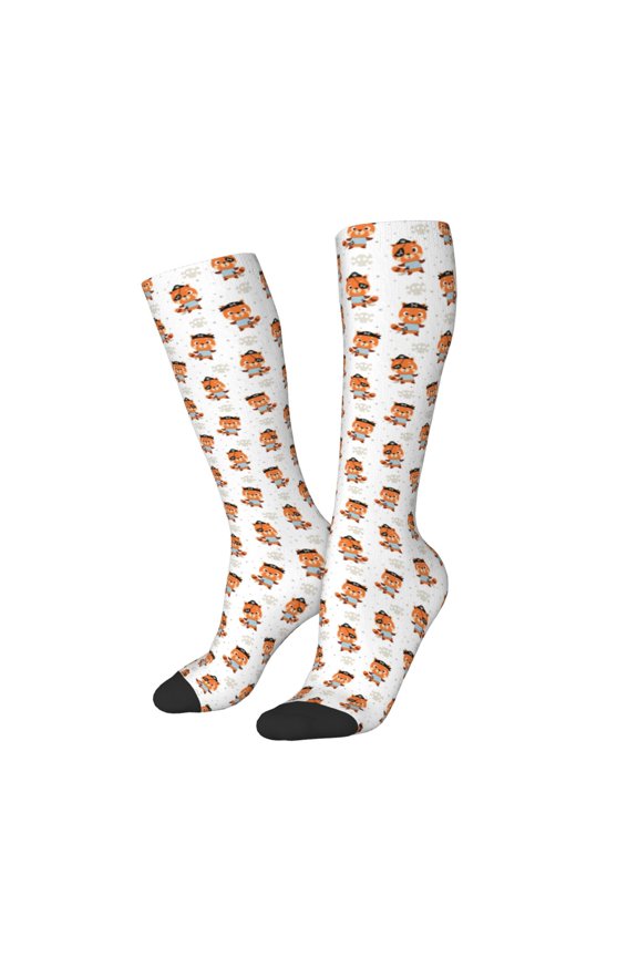 Women Crew Soft Moisture-wicking Socks Cute Little Pirate Red Panda Pattern Design Cotton Socks, One Size fit All