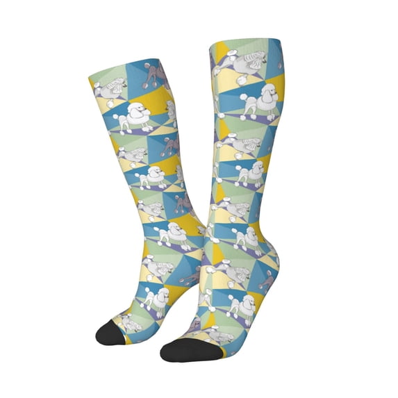 Picia Women Crew Soft Moisture-wicking Socks Cute Poodle Dog Pattern Design Cotton Socks, One Size fit All