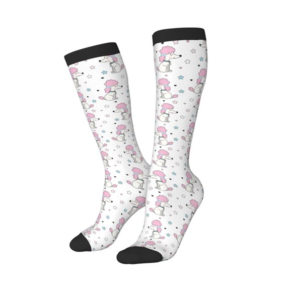Picia Women Crew Soft Moisture-wicking Socks Cute Poodle Dog Pattern Design Cotton Socks, One Size fit All