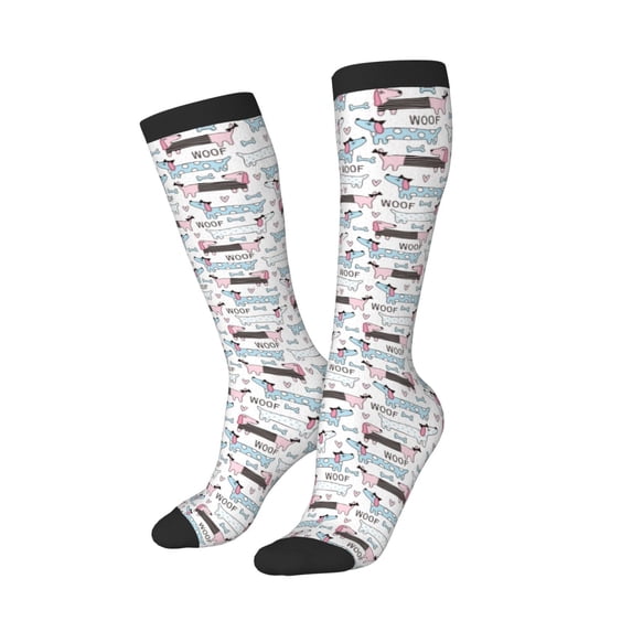 Picia Women Crew Soft Moisture-wicking Socks Dachshund Dog Puppy Pattern Design Cotton Socks, One Size fit All