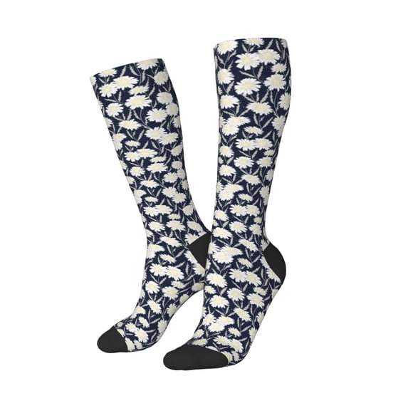 Picia Women Crew Soft Moisture-wicking Socks Daisies Flowers Pattern Design Cotton Socks, One Size fit All