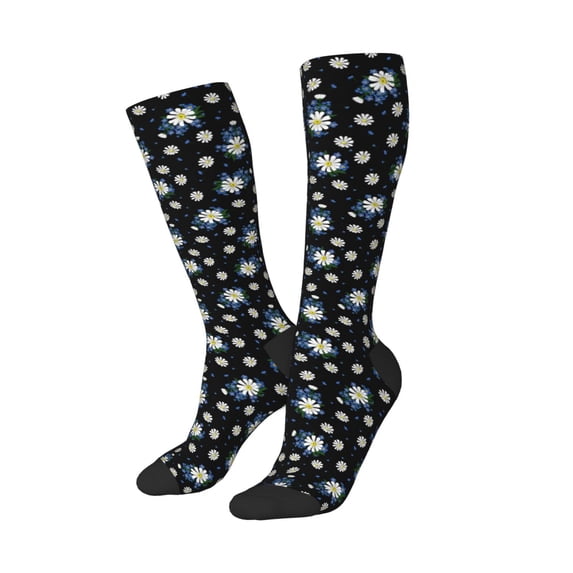 Picia Women Crew Soft Moisture-wicking Socks Daisies Flowers Pattern Design Cotton Socks, One Size fit All