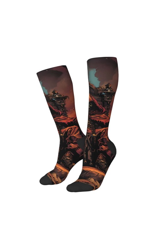 Women Crew Soft Moisture-wicking Socks Dark Skull King Throne Pattern Design Cotton Socks, One Size fit All