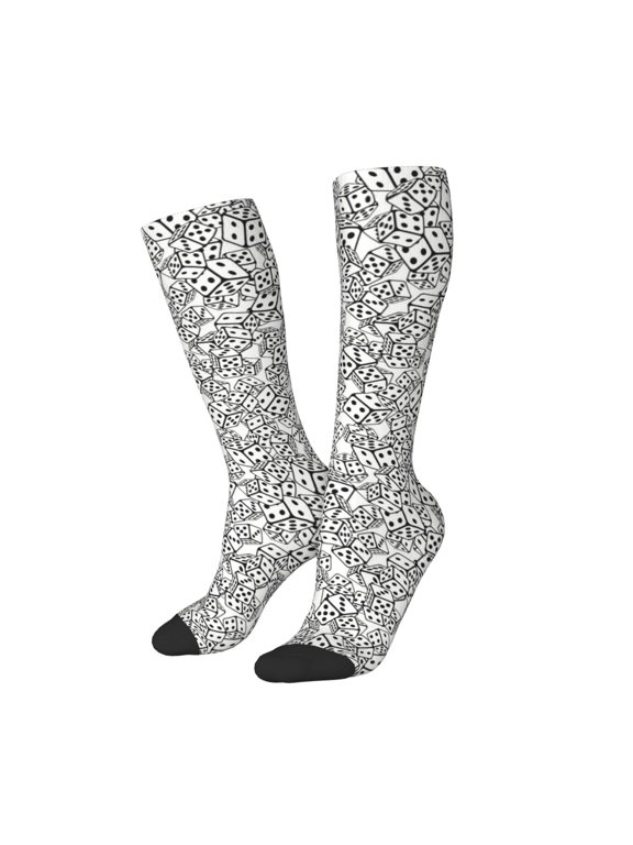 Women Crew Soft Moisture-wicking Socks Dice Cubes Pattern Design Cotton Socks, One Size fit All