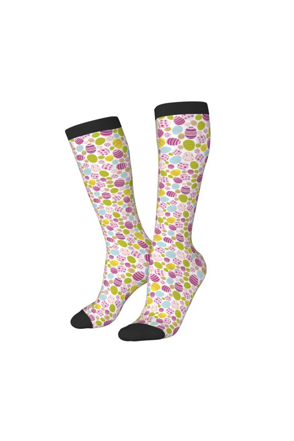 Women Crew Soft Moisture-wicking Socks Easter Egg Pattern Design Cotton Socks, One Size fit All