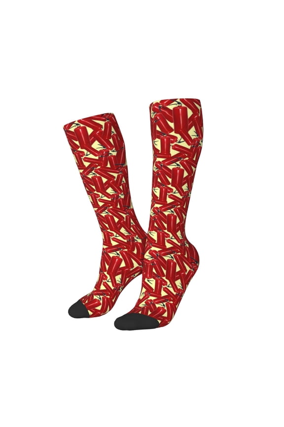 Women Crew Soft Moisture-wicking Socks Fire Extinguisher Pattern Design Cotton Socks, One Size fit All