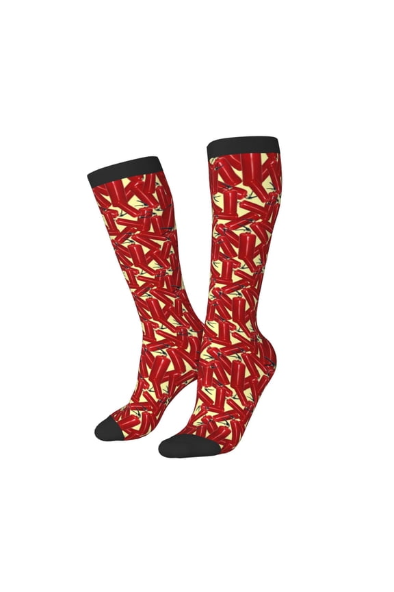 Women Crew Soft Moisture-wicking Socks Fire Extinguisher Pattern Design Cotton Socks, One Size fit All
