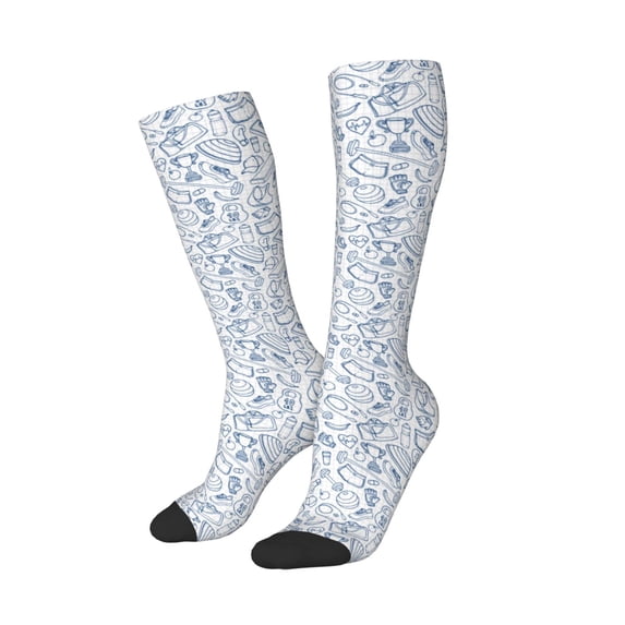 Picia Women Crew Soft Moisture-wicking Socks Fitness Guru Pattern Design Cotton Socks, One Size fit All