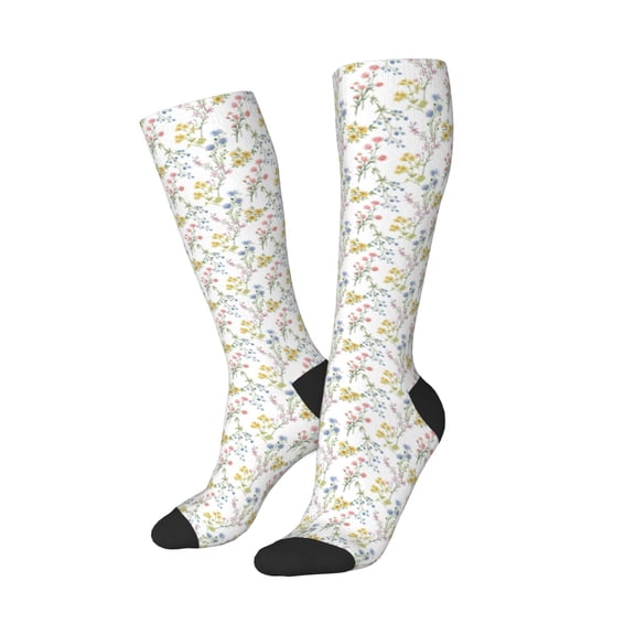 Picia Women Crew Soft Moisture-wicking Socks Floral Pattern Design Cotton Socks, One Size fit All