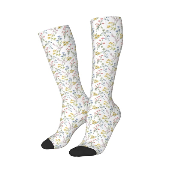 Picia Women Crew Soft Moisture-wicking Socks Floral Pattern Design Cotton Socks, One Size fit All