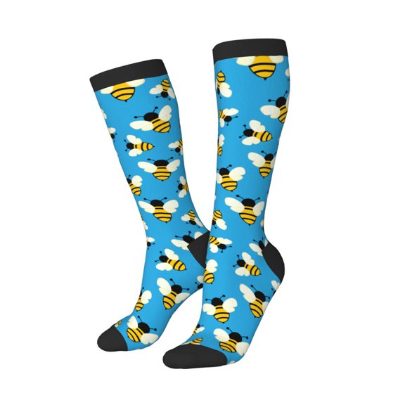 Picia Women Crew Soft Moisture-wicking Socks Flying Bees Pattern Design Cotton Socks, One Size fit All