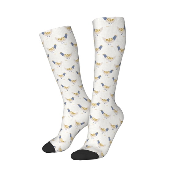 Picia Women Crew Soft Moisture-wicking Socks Funny Chicken Pattern Design Cotton Socks, One Size fit All