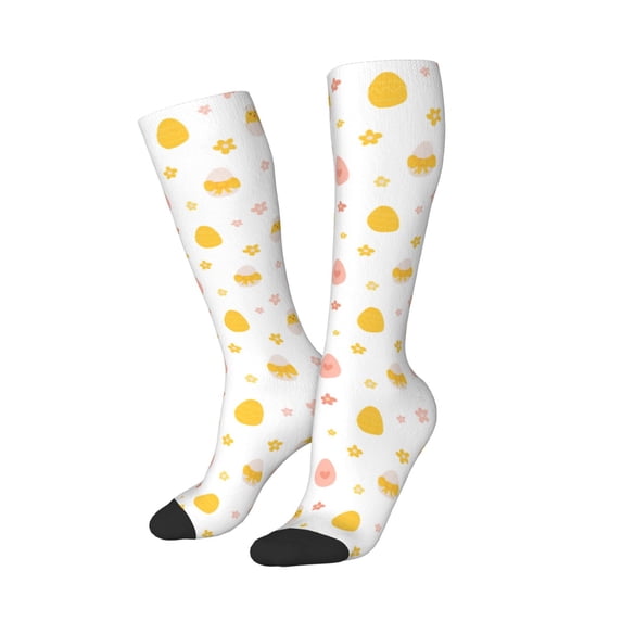Picia Women Crew Soft Moisture-wicking Socks Funny Chicken Pattern Design Cotton Socks, One Size fit All