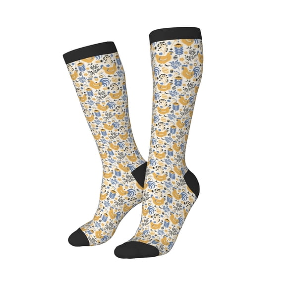 Picia Women Crew Soft Moisture-wicking Socks Funny Chicken Pattern Design Cotton Socks, One Size fit All