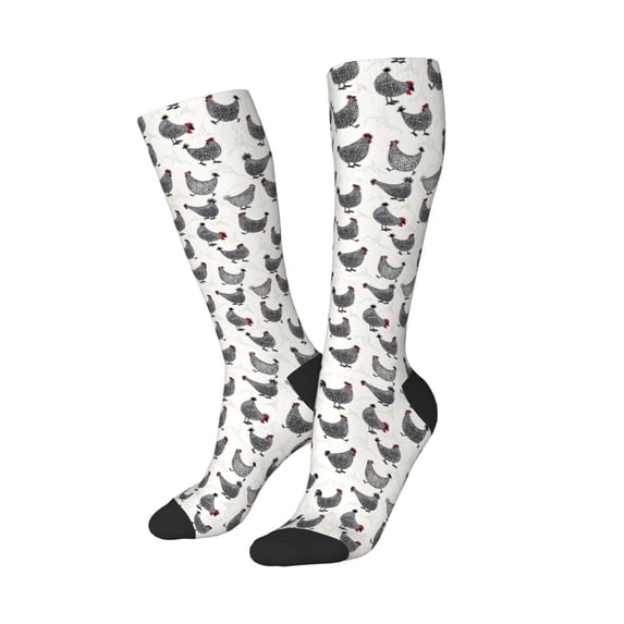 Picia Women Crew Soft Moisture-wicking Socks Funny Chicken Pattern Design Cotton Socks, One Size fit All