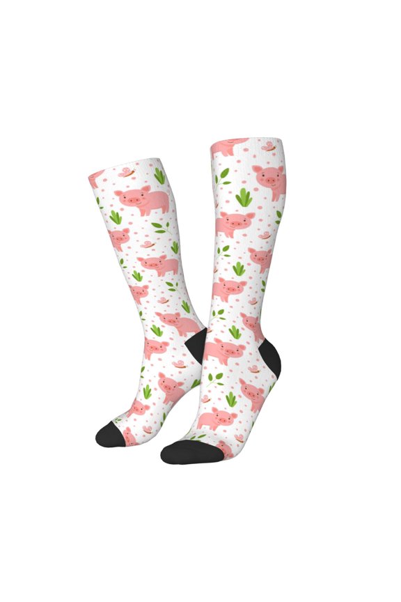 Women Crew Soft Moisture-wicking Socks Funny Little Pigs Pattern Design Cotton Socks, One Size fit All