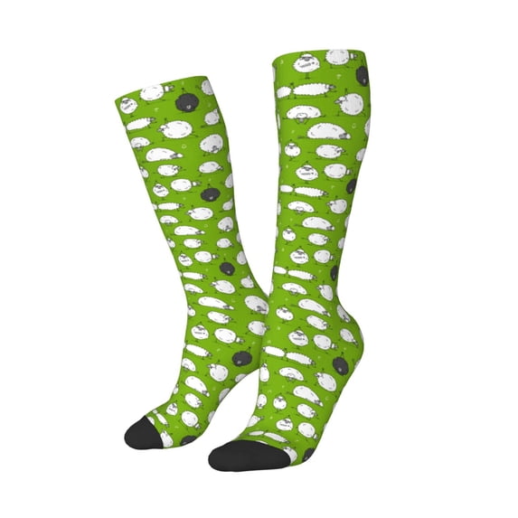 Picia Women Crew Soft Moisture-wicking Socks Funny Sheep Doing Yoga Pattern Design Cotton Socks, One Size fit All