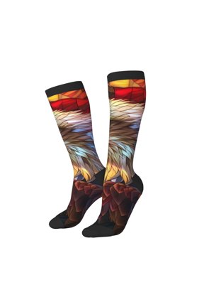 Women Crew Soft Moisture-wicking Socks Geometric American Bald Eagle Pattern Design Cotton Socks, One Size fit All