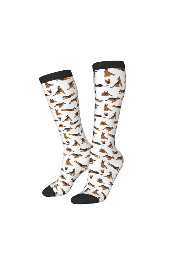 Women Crew Soft Moisture-wicking Socks German Shepherd Dog Pattern Design Cotton Socks, One Size fit All