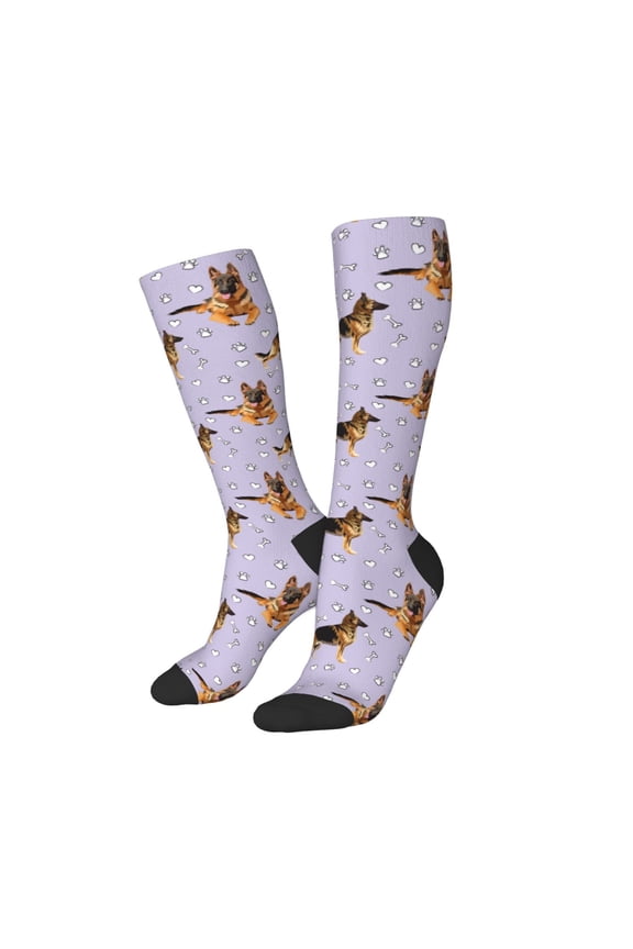 Women Crew Soft Moisture-wicking Socks German Shepherd Dog Pattern Design Cotton Socks, One Size fit All