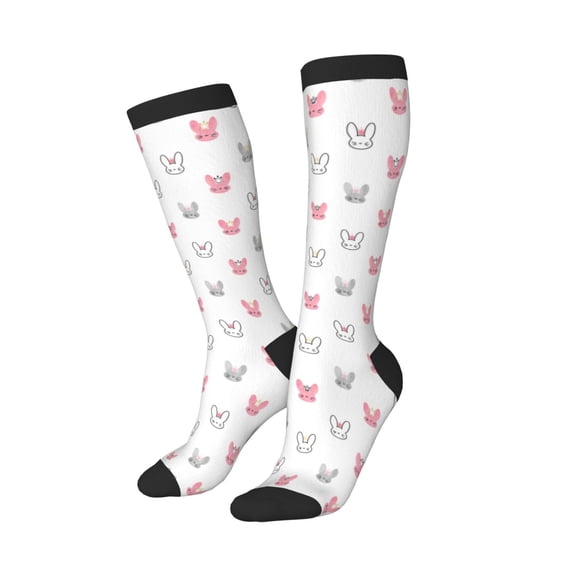 Picia Women Crew Soft Moisture-wicking Socks Girl Rabbit Pattern Design Cotton Socks, One Size fit All