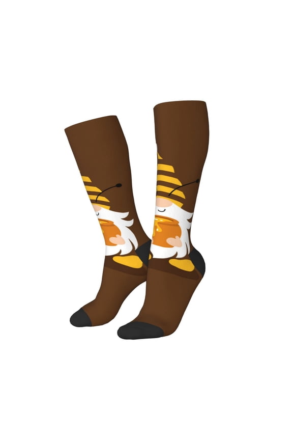 Women Crew Soft Moisture-wicking Socks Gnomes With Honey Pattern Design Cotton Socks, One Size fit All