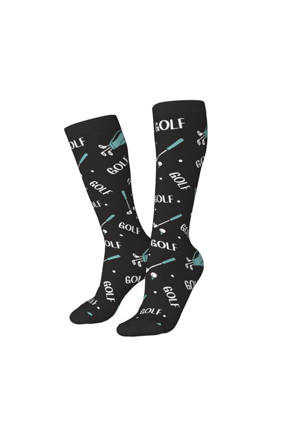 Women Crew Soft Moisture-wicking Socks Golf Bags And Balls Pattern Design Cotton Socks, One Size fit All