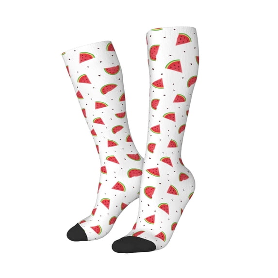 Picia Women Crew Soft Moisture-wicking Socks Hand Drawn Watermelon Pattern Design Cotton Socks, One Size fit All