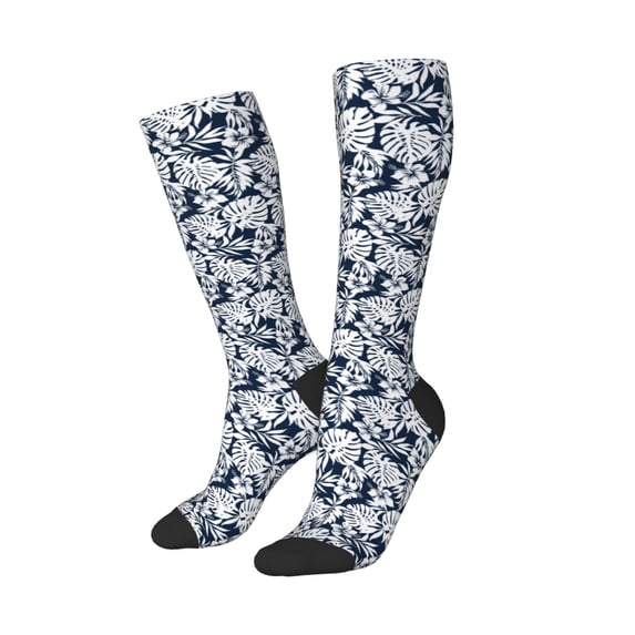 Picia Women Crew Soft Moisture-wicking Socks Hawaiian Style Pattern Design Cotton Socks, One Size fit All