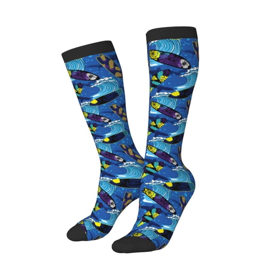 Picia Women Crew Soft Moisture-wicking Socks Hawaiian Style Pattern Design Cotton Socks, One Size fit All