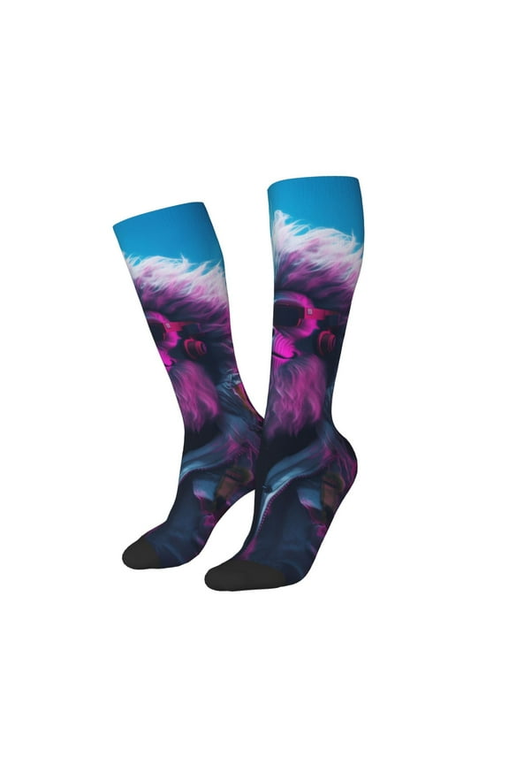 Women Crew Soft Moisture-wicking Socks Hip-Hop Glasses Gorilla Pattern Design Cotton Socks, One Size fit All