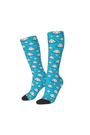 Women Crew Soft Moisture-wicking Socks Hippo In Water Head Pattern Design Cotton Socks, One Size fit All