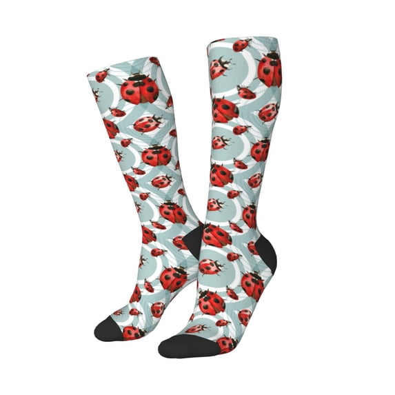 Picia Women Crew Soft Moisture-wicking Socks Insects Pattern Design Cotton Socks, One Size fit All