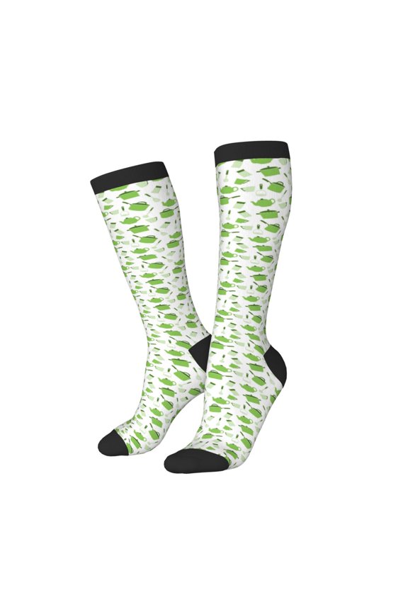 Women Crew Soft Moisture-wicking Socks Kitchen Utensiles Cooking Pots Pattern Design Cotton Socks, One Size fit All