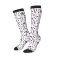 thumbnail image 1 of Picia Women Crew Soft Moisture-wicking Socks Lavender Flowers Pattern Design Cotton Socks, One Size fit All, 1 of 9