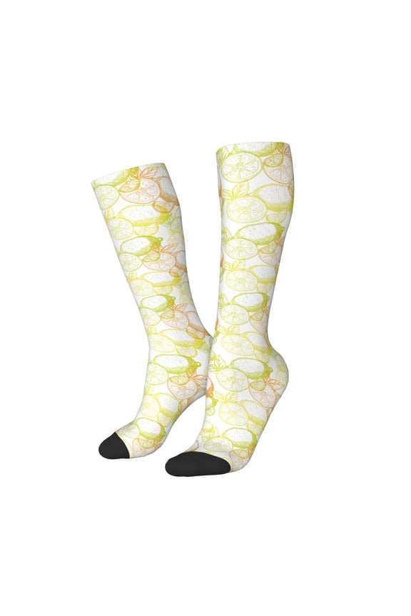 Women Crew Soft Moisture-wicking Socks Lemon Potatoes Pattern Design Cotton Socks, One Size fit All