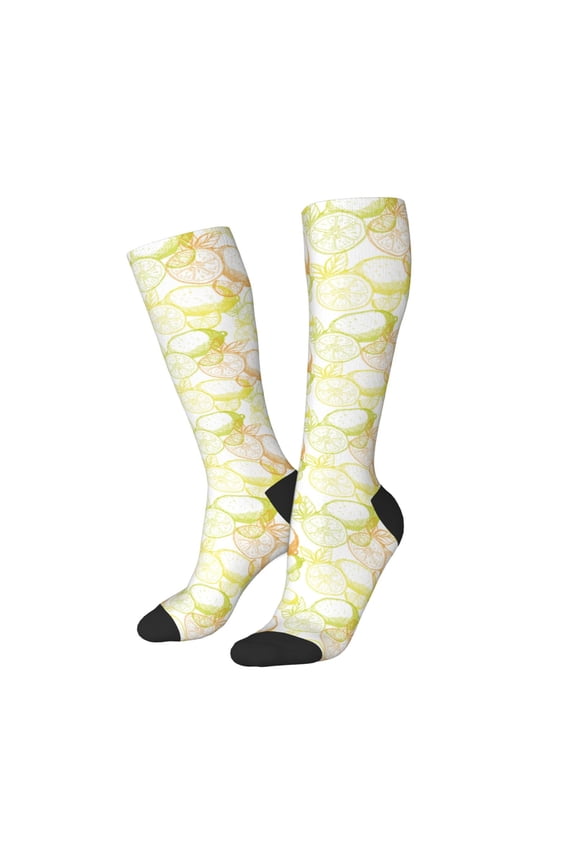 Women Crew Soft Moisture-wicking Socks Lemon Potatoes Pattern Design Cotton Socks, One Size fit All