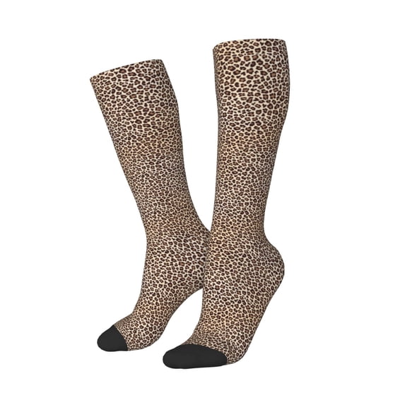 Picia Women Crew Soft Moisture-wicking Socks Leopard Print-2 Pattern Design Cotton Socks, One Size fit All